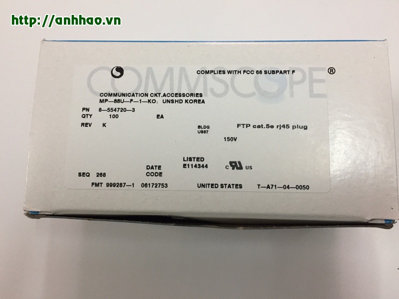 Đầu bấm mạng RJ45 cat5 bọc kim chống nhiễu Commscope